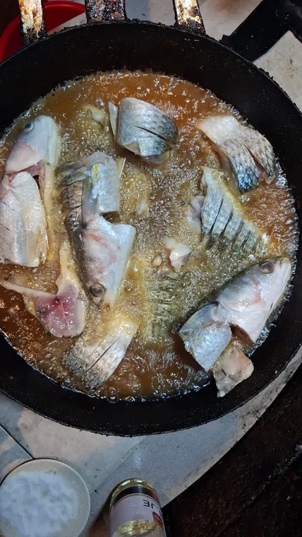 A bowl of fresh lake fish, home cooked